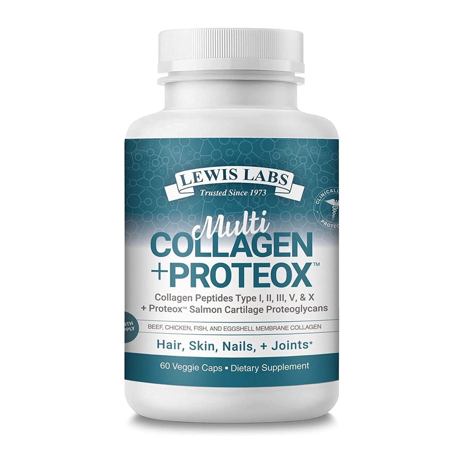 

Коллаген Lewis Labs Multi Peptides Type I, II, III, V, X + Proteox, 60 капсул