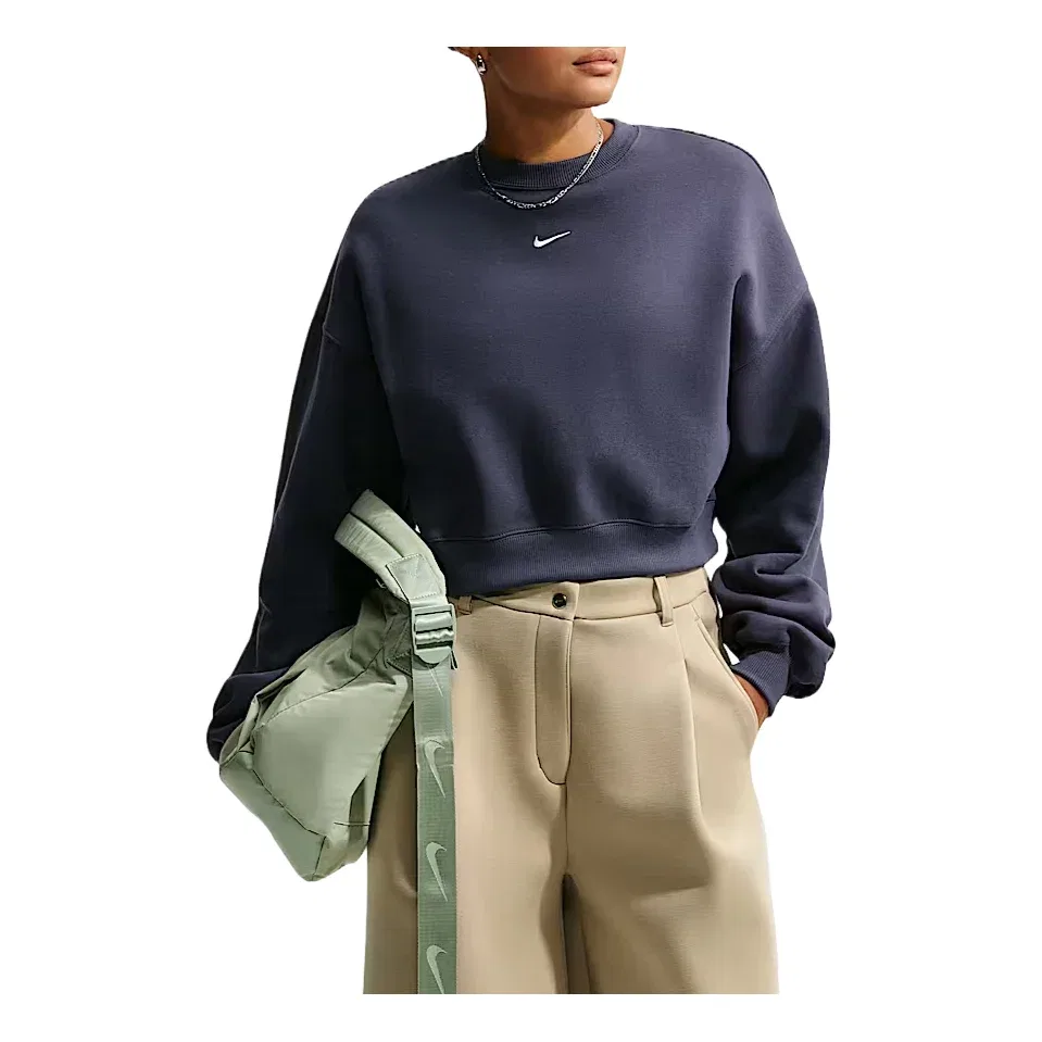 Женская футболка Studio Fleece Medium Weight Oversized Cropped Crew 'Gridiron Sail' Nike, Gridiron/Sail