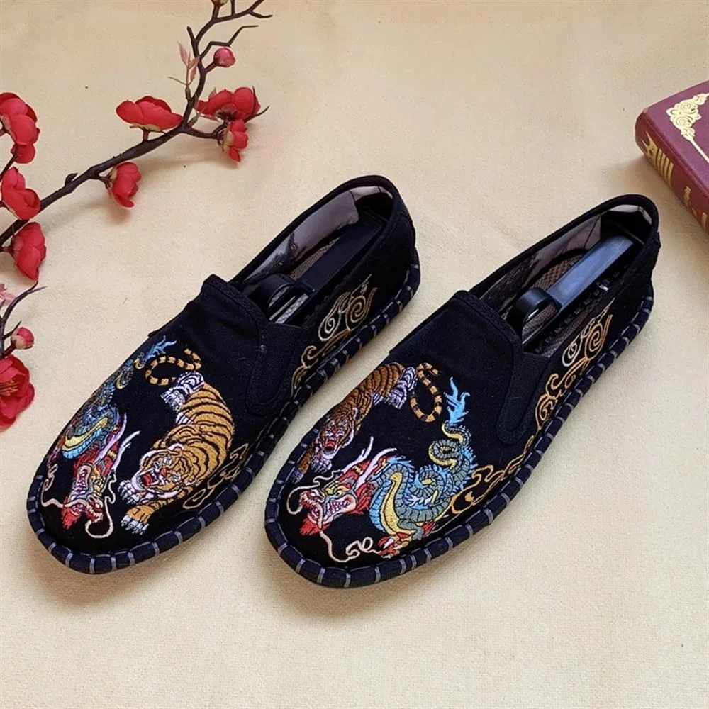 Детские туфли с вышивкой, модель Chinese Kung Fu Tai Chi Shoes GHAKKE, Black-04 — фото 3