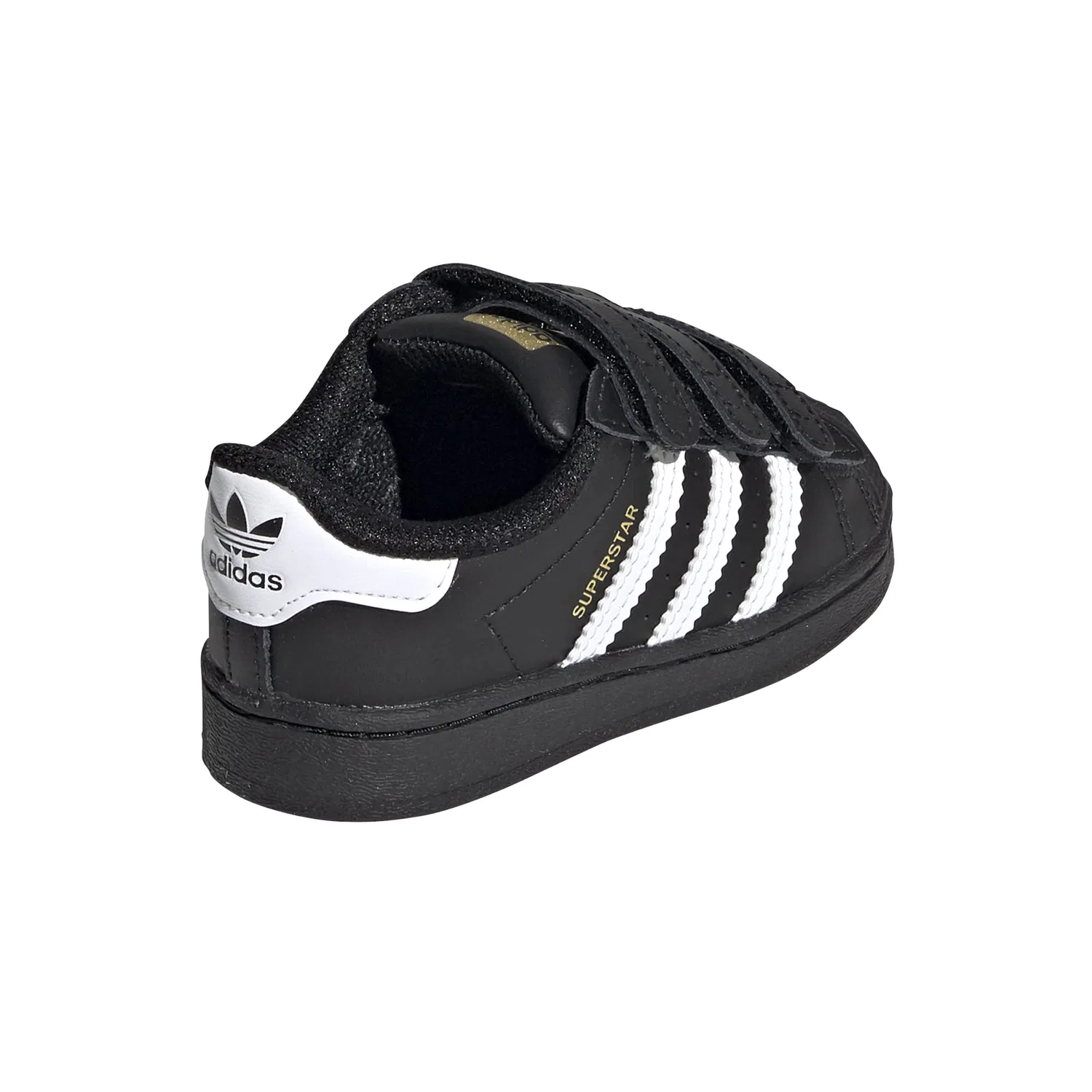 Детские кроссовки для мальчиков с липучками Superstar Cloudfoam Adidas Originals, Black White Black — фото 3