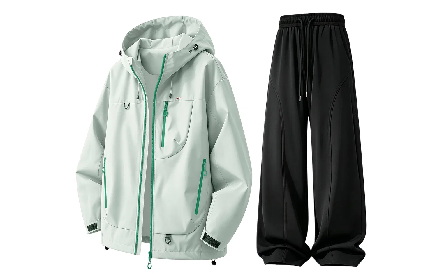 Детский комплект ветровки и брюк с капюшоном, Light Pea Green+Black, WARRIOR