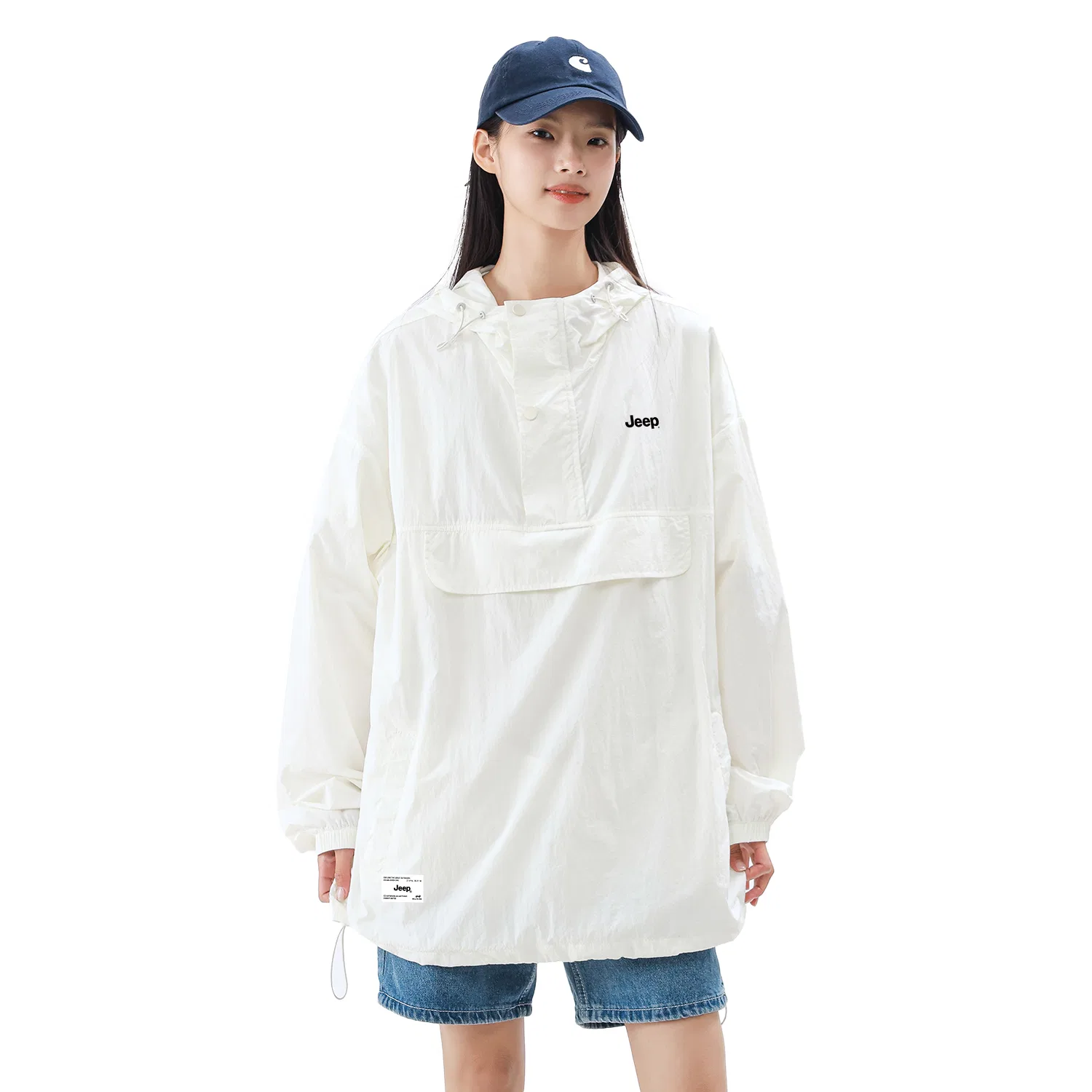 Детская ветровка с капюшоном, ультратонкая, прямого кроя, Jeep, Ivory White
