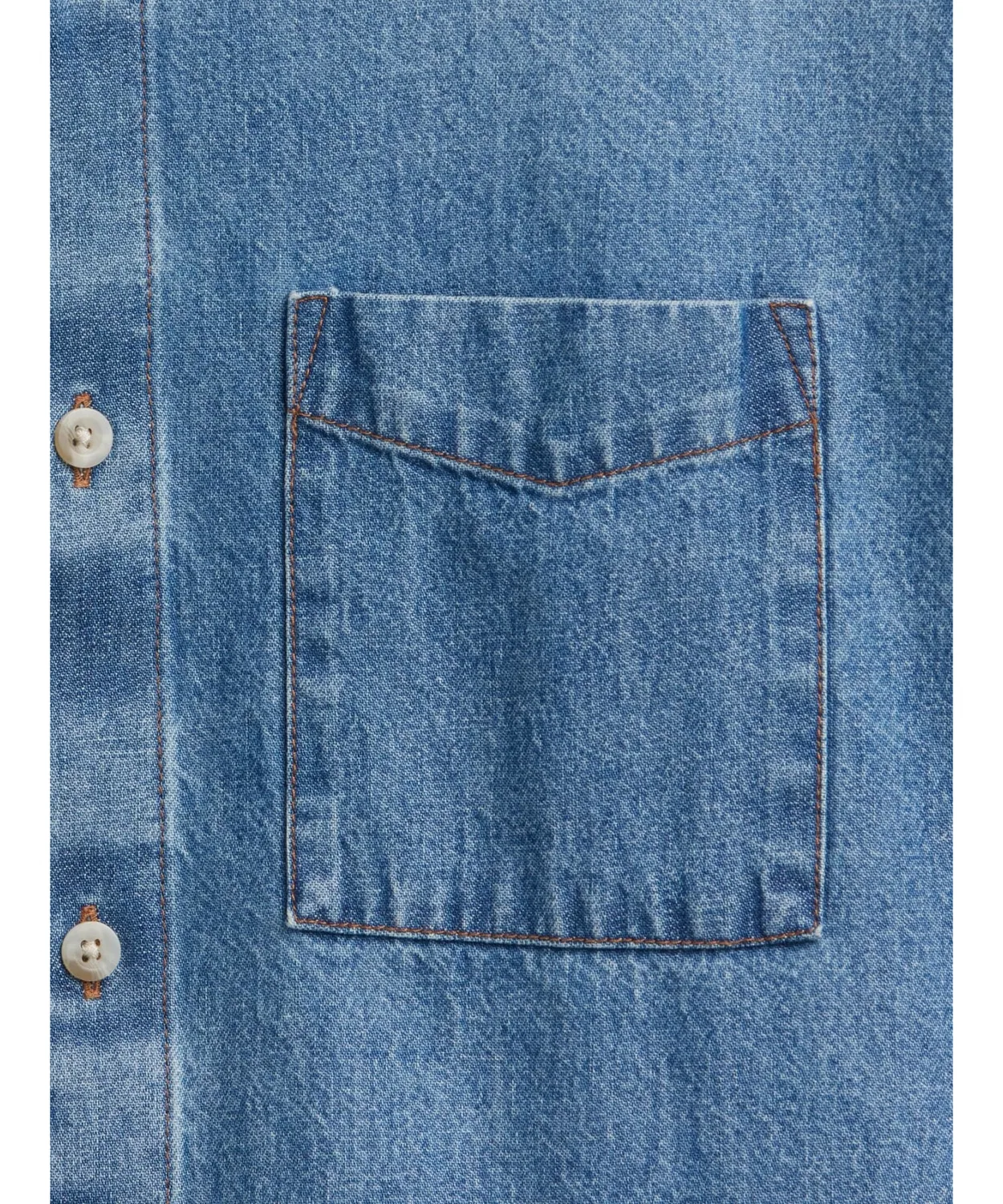 Мужская рубашка из денима свободного кроя с прямой линией низа, модель Straight Hem GAP, Indigo Blue — фото 4