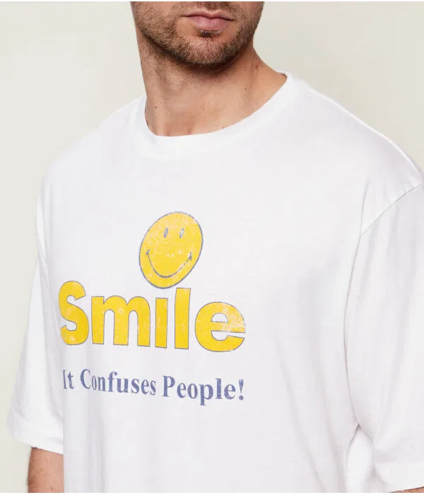 Мужская футболка с принтом Dsquared2 X Smiley Loose Fit, белый — фото 4