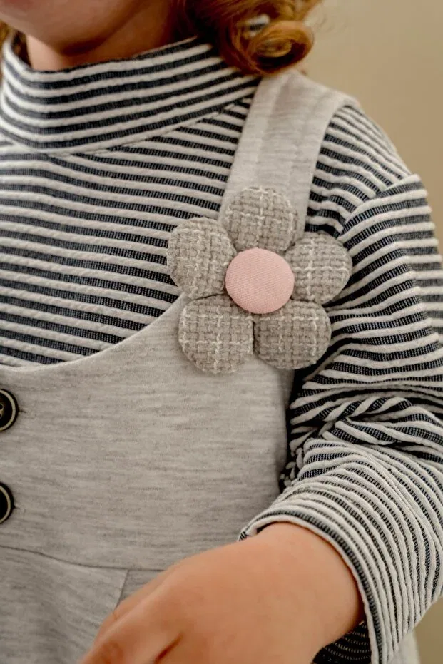 Детский для девочек полосатый боди и платье с колготками в подарок Jnf Kids, Gray — фото 4