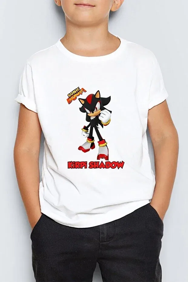 Детская футболка с принтом Sonic Boom Shadow The Hedgehog Kids T-Shirt Morinna Im, Белый