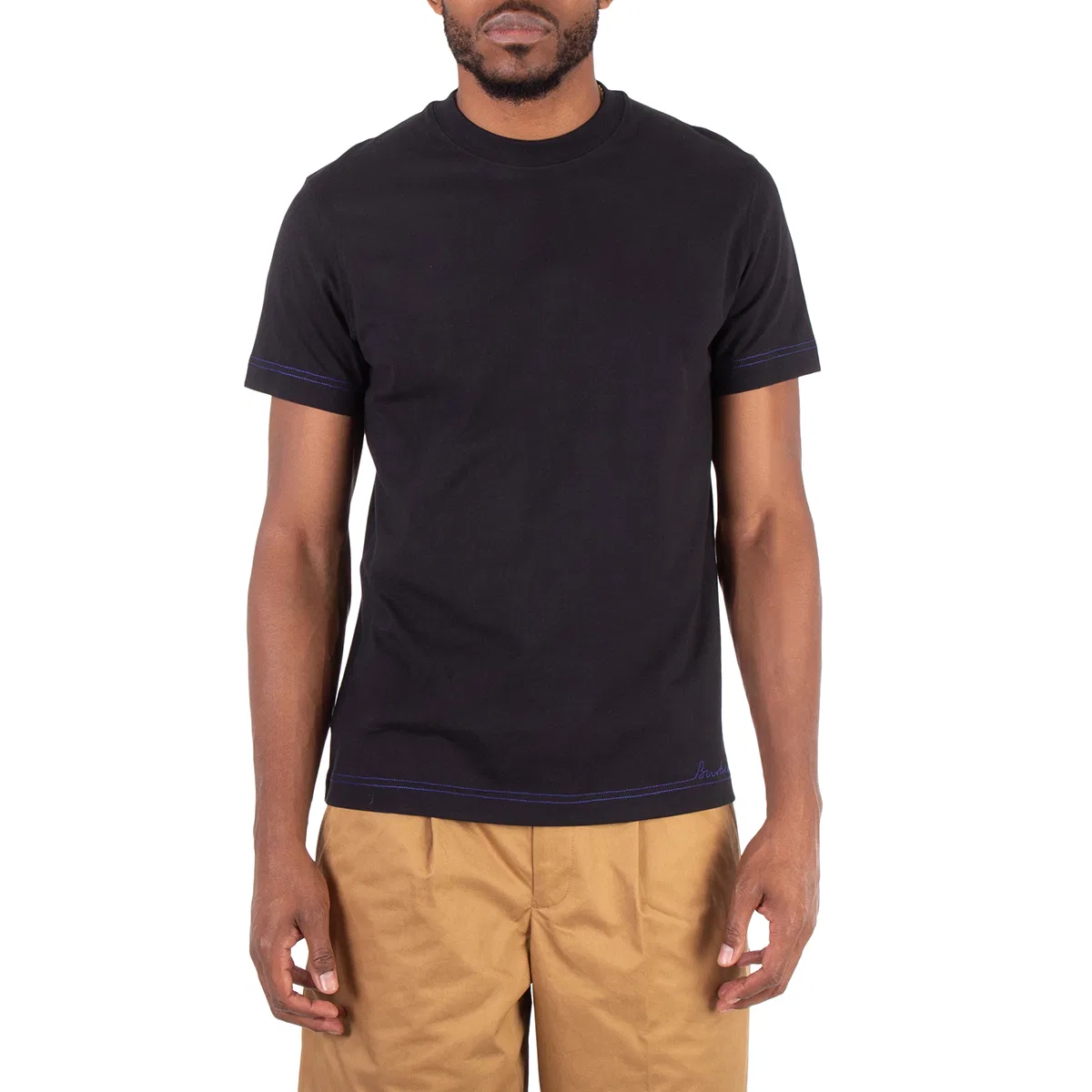Футболка хлопковая с вышитым логотипом Logo Embroidered Cotton T-Shirt Burberry, Black