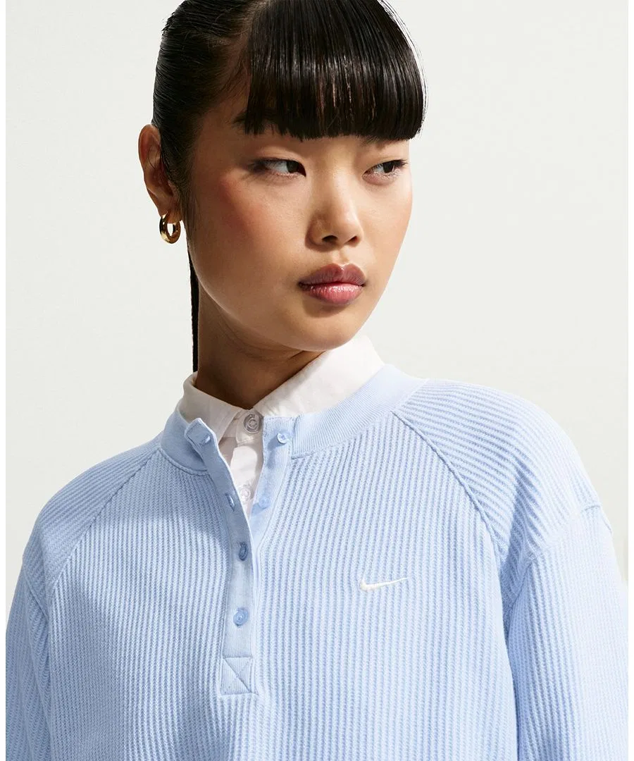 Женская футболка-поло с длинным рукавом, свободного кроя Nike, Hydrogen Blue Sail — фото 2