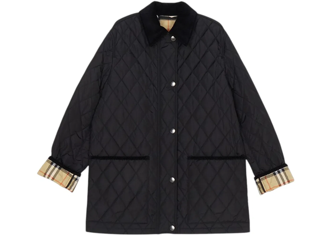 Женское стеганое пальто из нейлона Burberry, Black/Sand