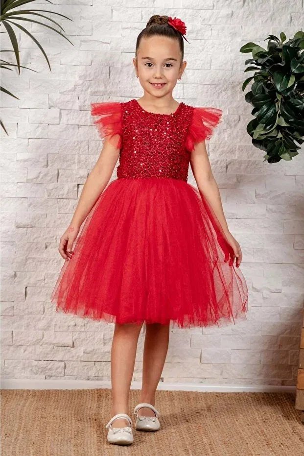 Детское платье для девочек из тюля Mnk Baby&Kids, Red