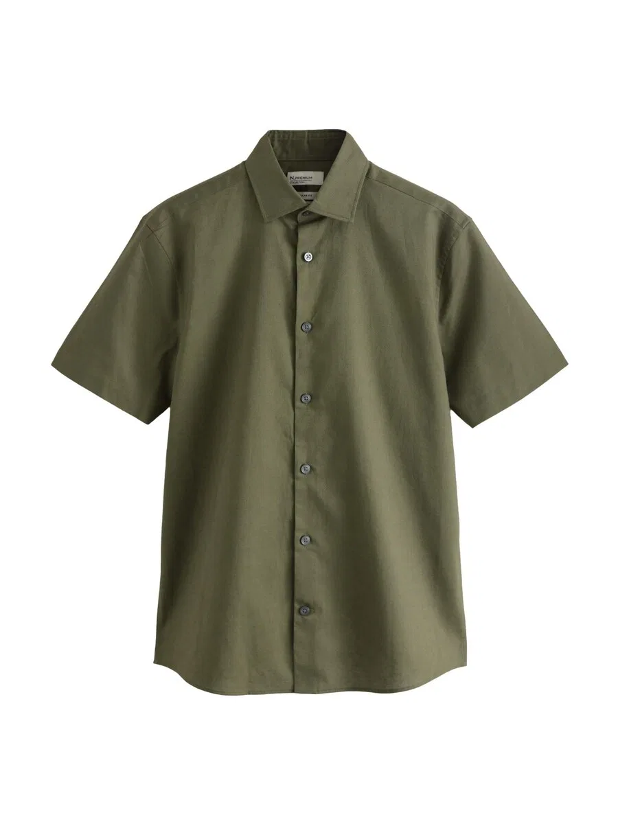 Рубашка Next Regular fit Button Up Shirt 'N. Premium' оливкового цвета