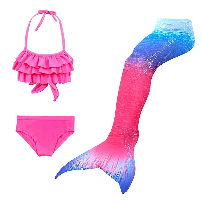 Комплект купальников бикини с блоком цветов 3-Piece mermaid swimming suit Jolly, розовый/синий