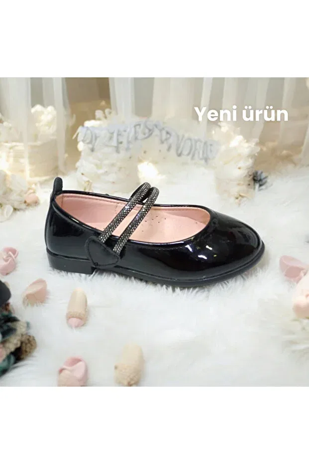 Детские балетки для девочек с принтом Patik Bebe, Black — фото 2