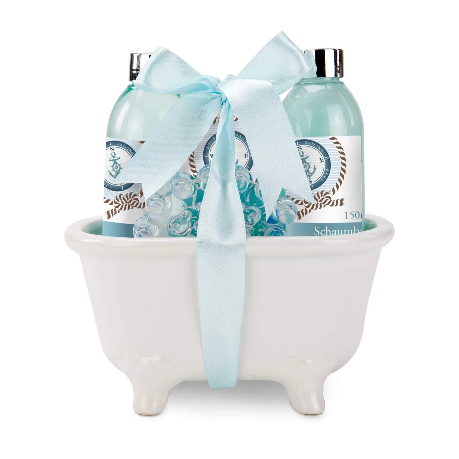Набор для ванны Wellness Gift Set 5 предметов, Römer Wellness, 150 мл гель для душа, 150 мл пена для ванны, 200 г соль для ванны, массажная щетка, декоративная керамическая ванночка — фото 3
