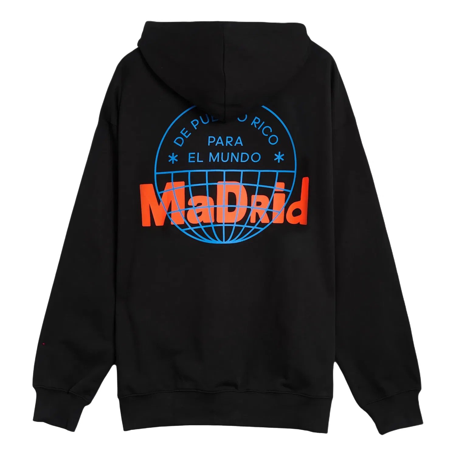 Мужское худи из футера с принтом Adidas Bad Bunny DtMF Tour Merch Madrid Relaxed Hoodie, черный
