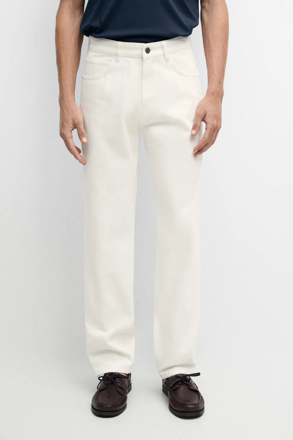 Джинсы Massimo Dutti Stonewashed Tapered-Fit, кремовый
