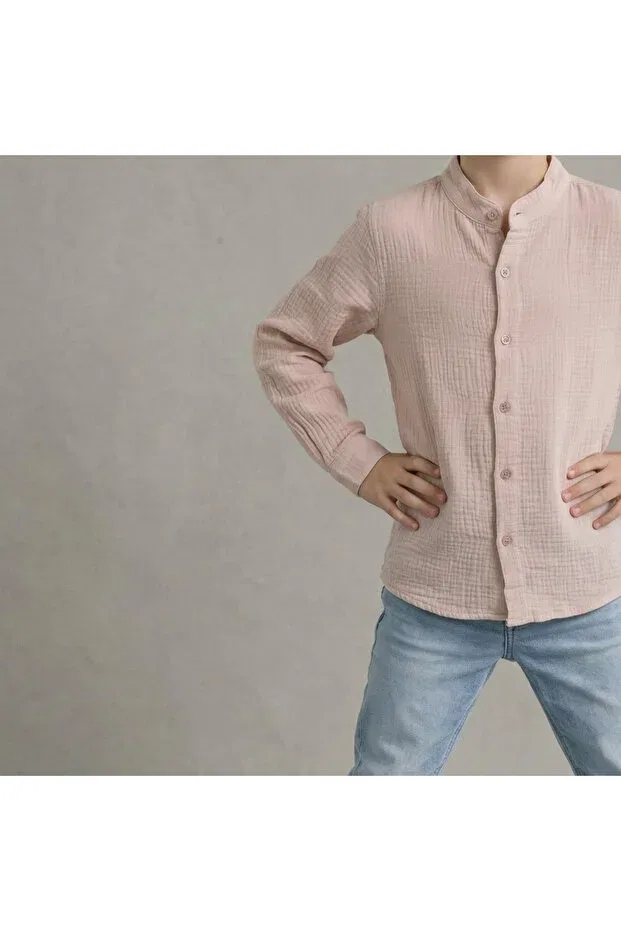 Детская рубашка для мальчиков из муслина Nr Narrengi, Beige — фото 3