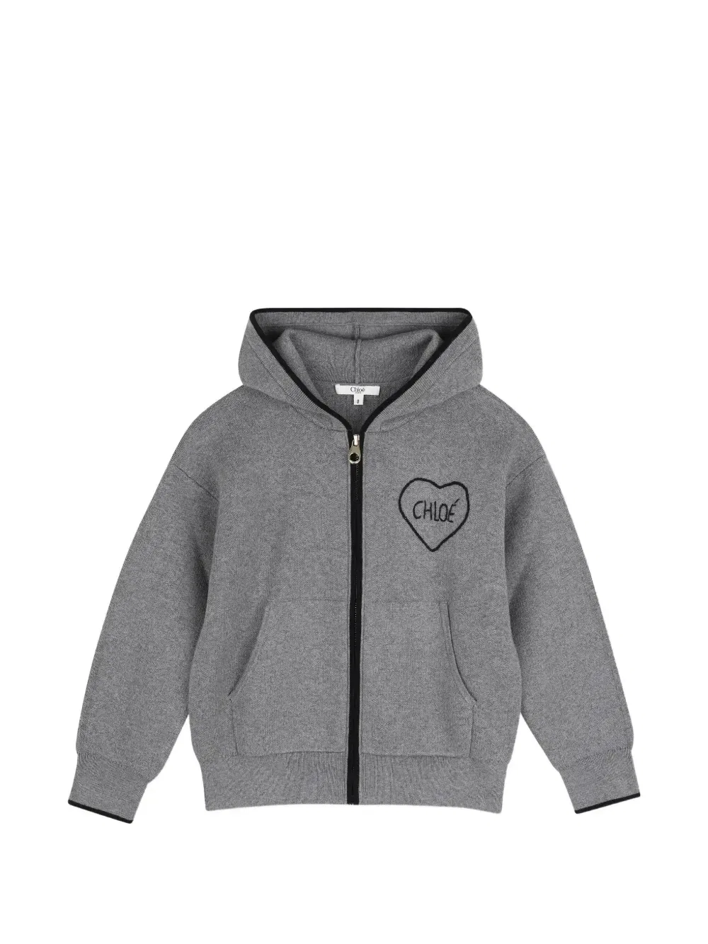 Худи на молнии с вышитым логотипом Chloe Kids, серый