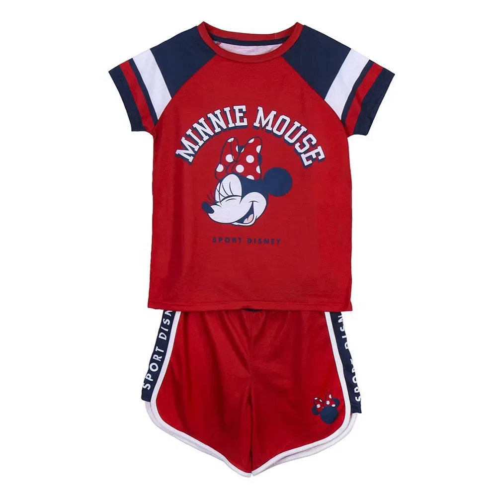 Детский комплект для девочек с коротким рукавом Minnie Disney, Red