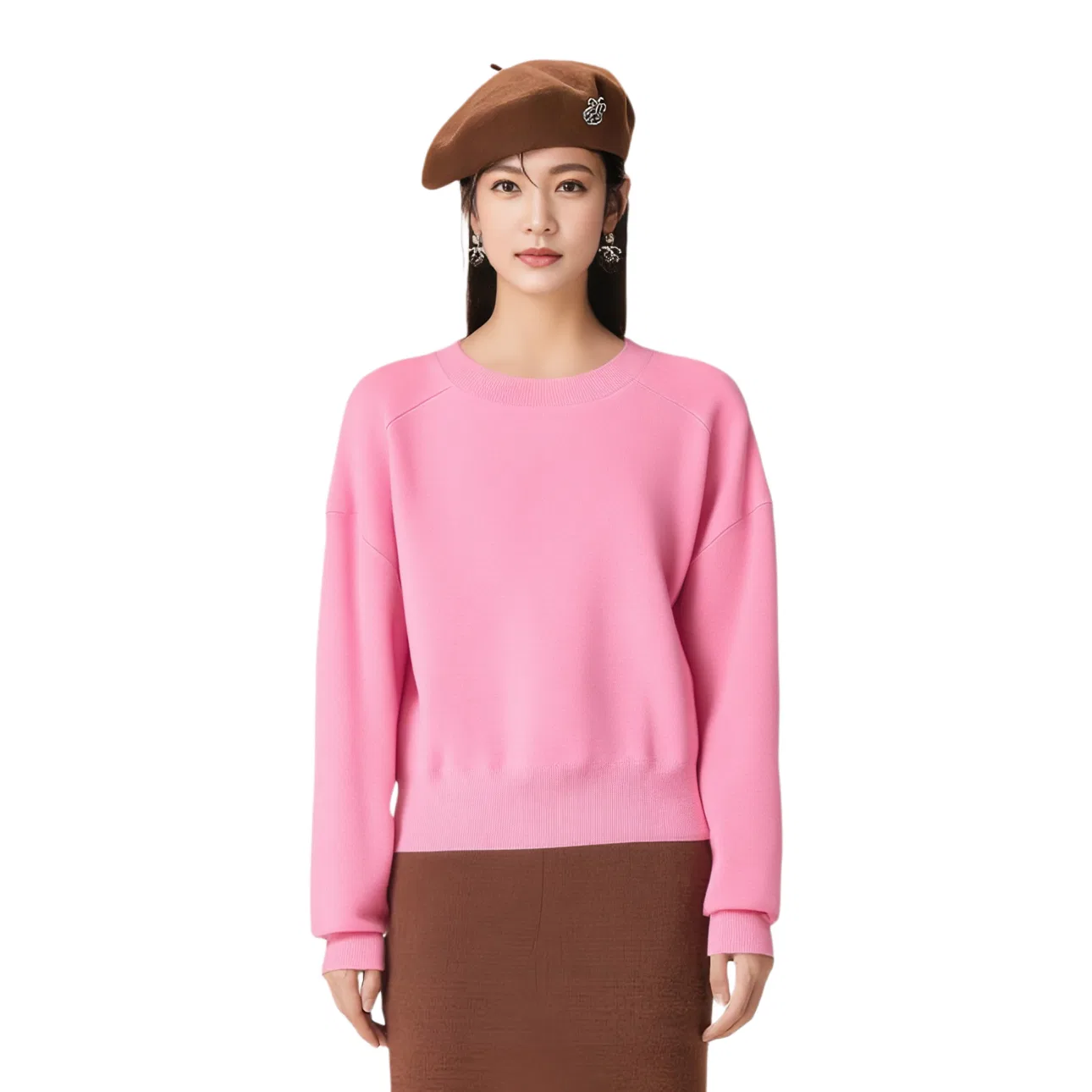 Женский джемпер с круглым вырезом Pink ZARA, Pink — фото 4