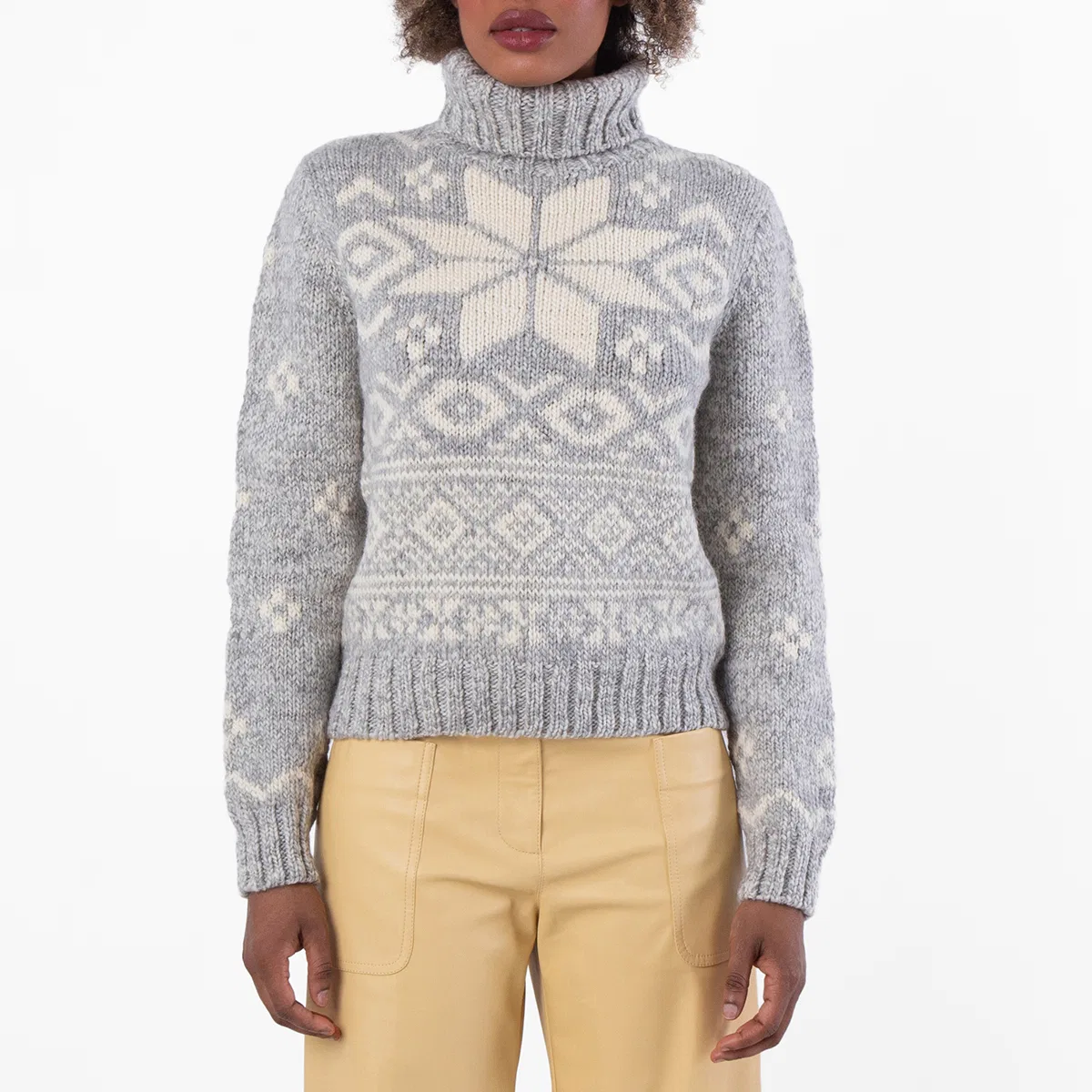 Джемпер с интарсией-снежинками Snowflake Intarsia Turtleneck Jumper Polo Ralph Lauren, Grey Mu