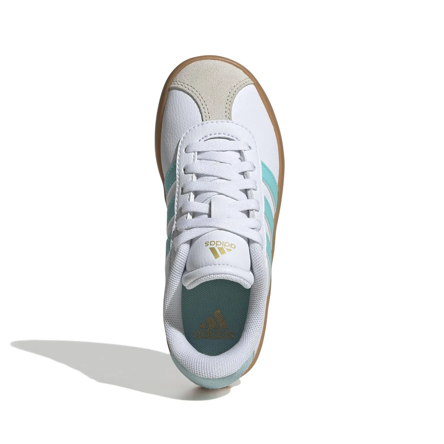 Детские кроссовки для мальчиков с полосками Vl Court 3.0 Adidas, White Turquoise Flash Alumina — фото 3