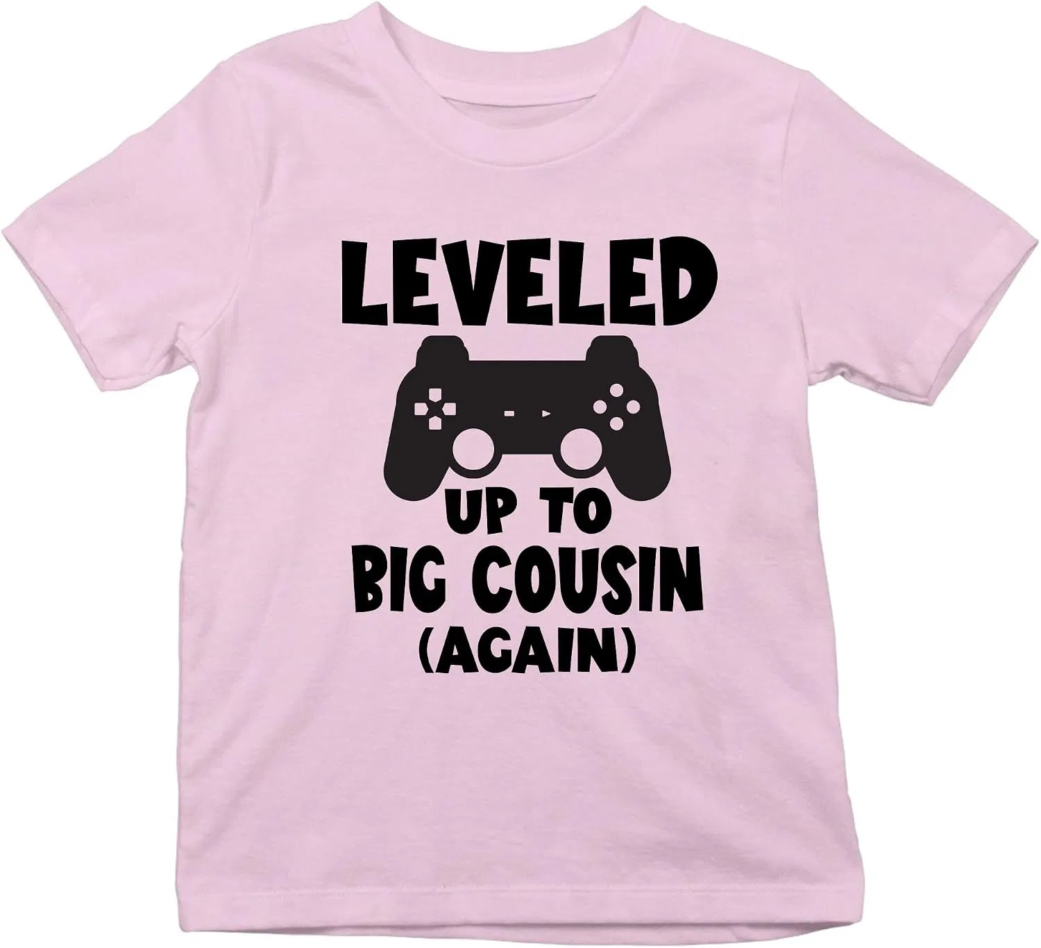 Детская футболка с принтом Big Cousin Leveled Up, Light Pink