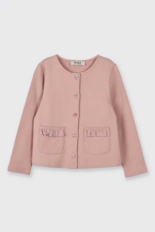 Детский вязаное кардиган для девочек с карманами на пуговицах Panço, Pink