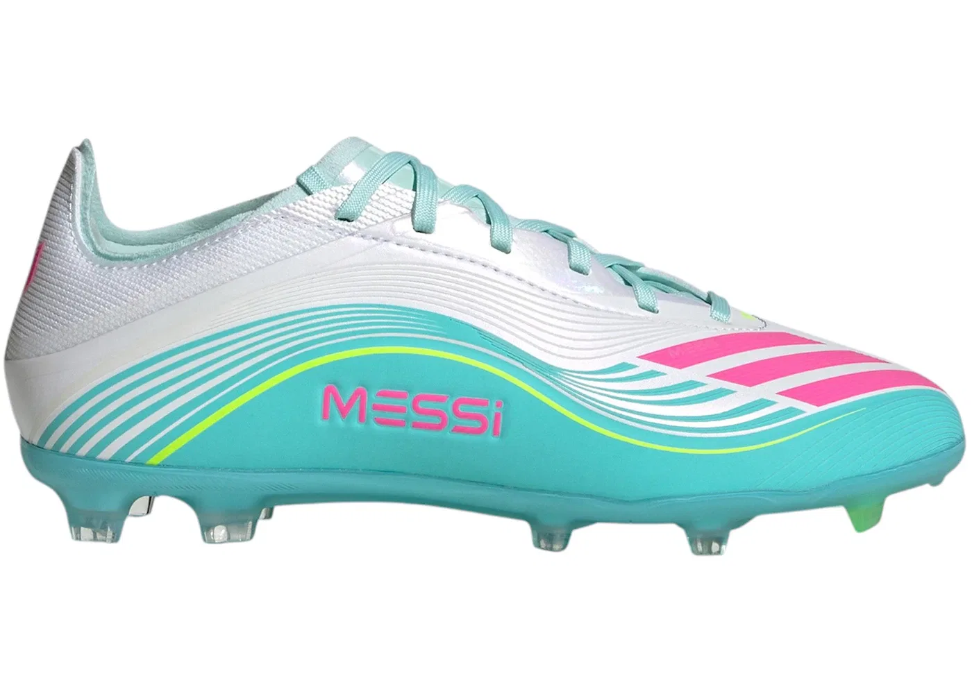 Детские бутсы с принтом Adidas F50 Elite FG, Cloud White Lucid Pink Flash Aqua