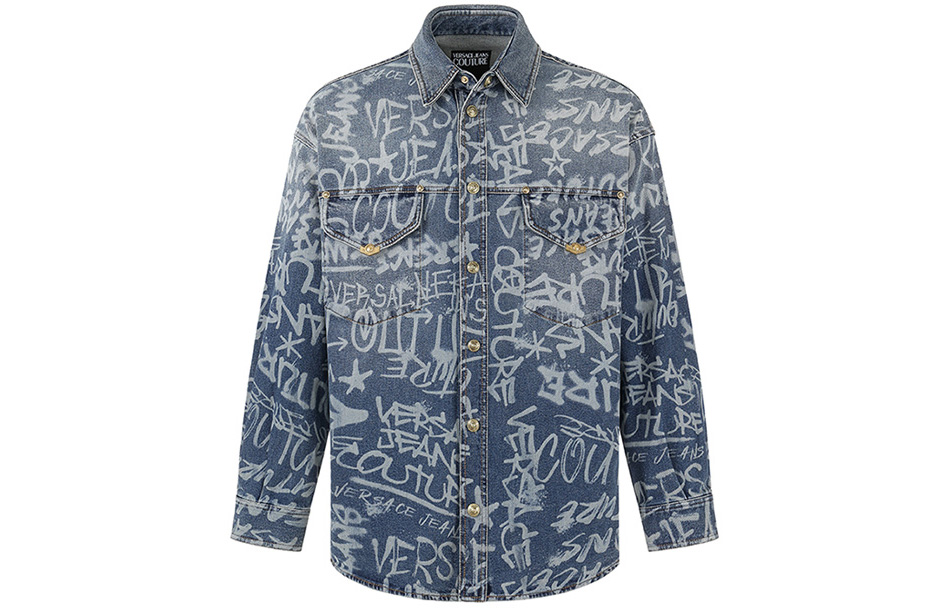 

VERSACE JEANS COUTURE Джинсовая куртка FW23 Denim Blue мужская, Denim Blue