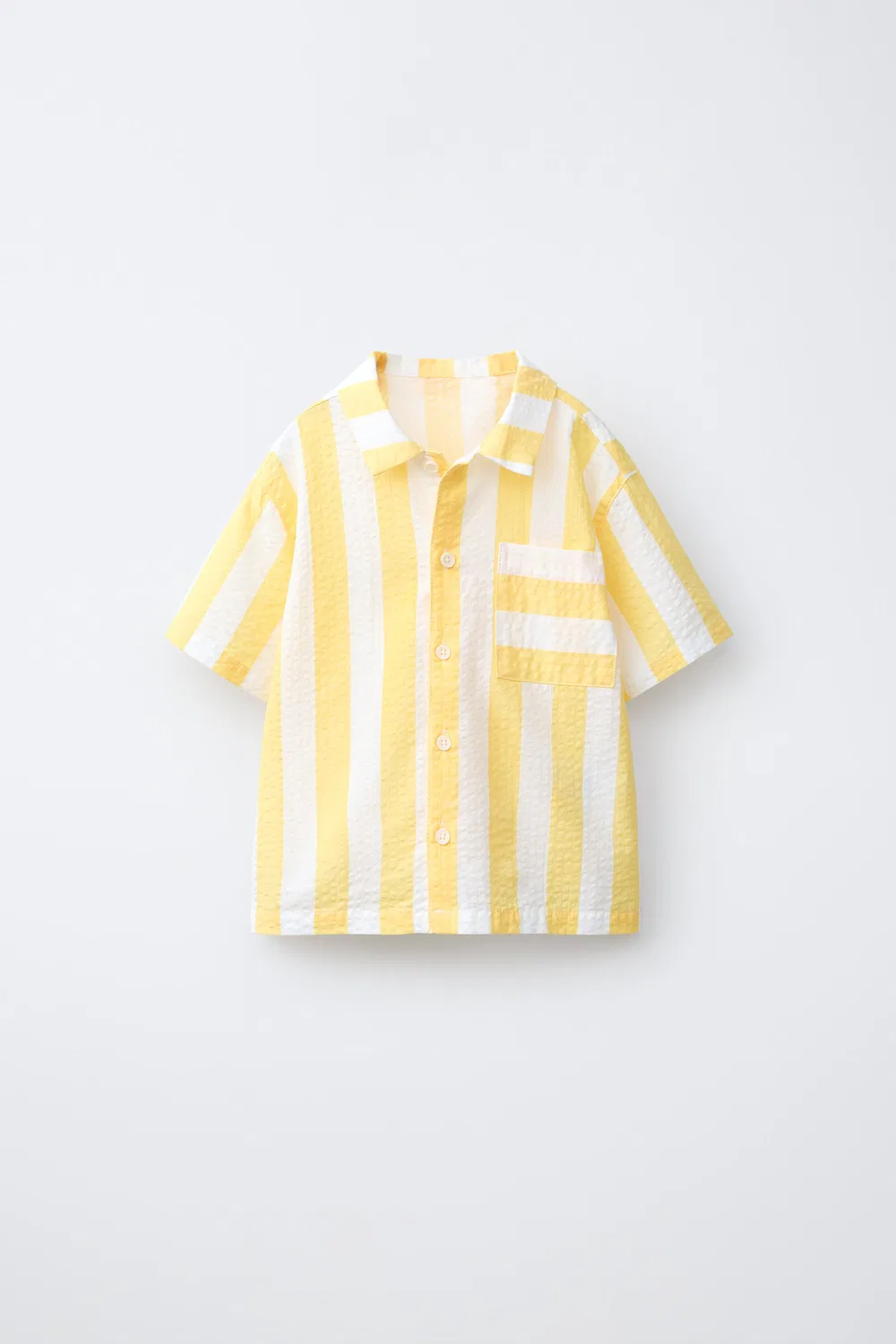 Полосатая рубашка из сирсакера ZARA, Yellow