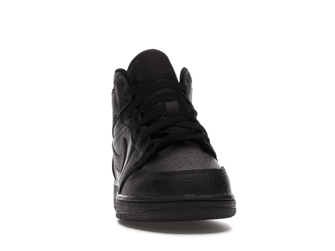 Детские кроссовки Lifestyle с кожаным верхом Jordan 1 Mid, Black/Black-Black — фото 2