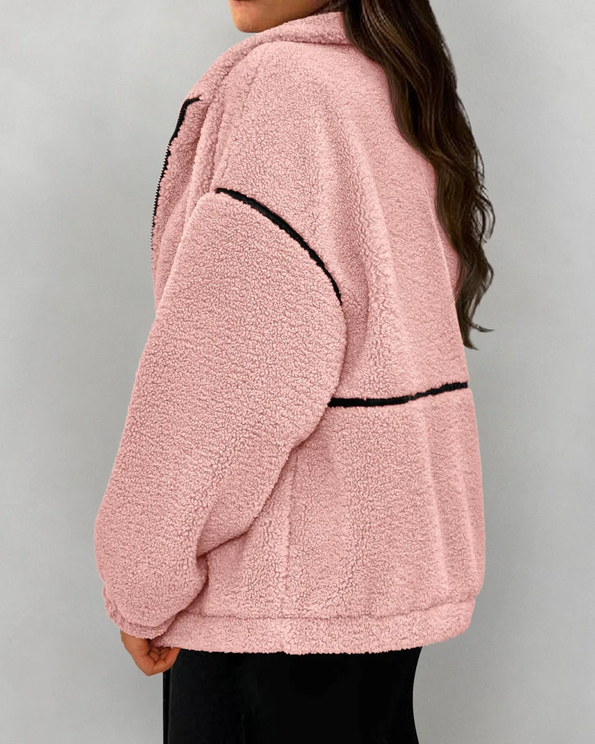 Женское пальто из флиса с принтом Sherpa Oversize Zip Up, Rosa — фото 2