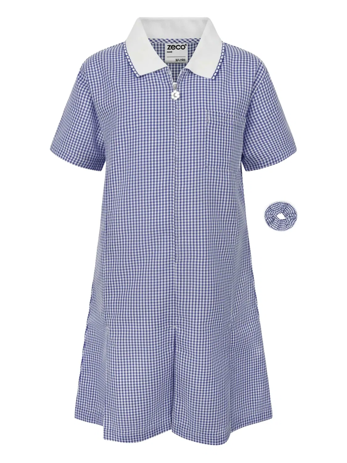 Платье с застежкой на молнии в клетку Zeco Schoolwear, синий