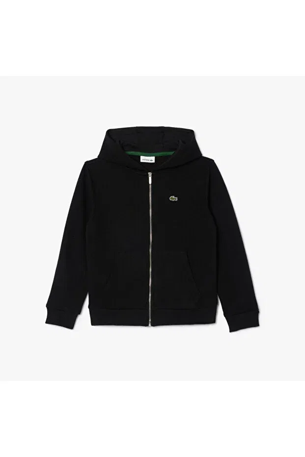 Детское худи для девочек с капюшоном Sportswear Lacoste, Black — фото 4