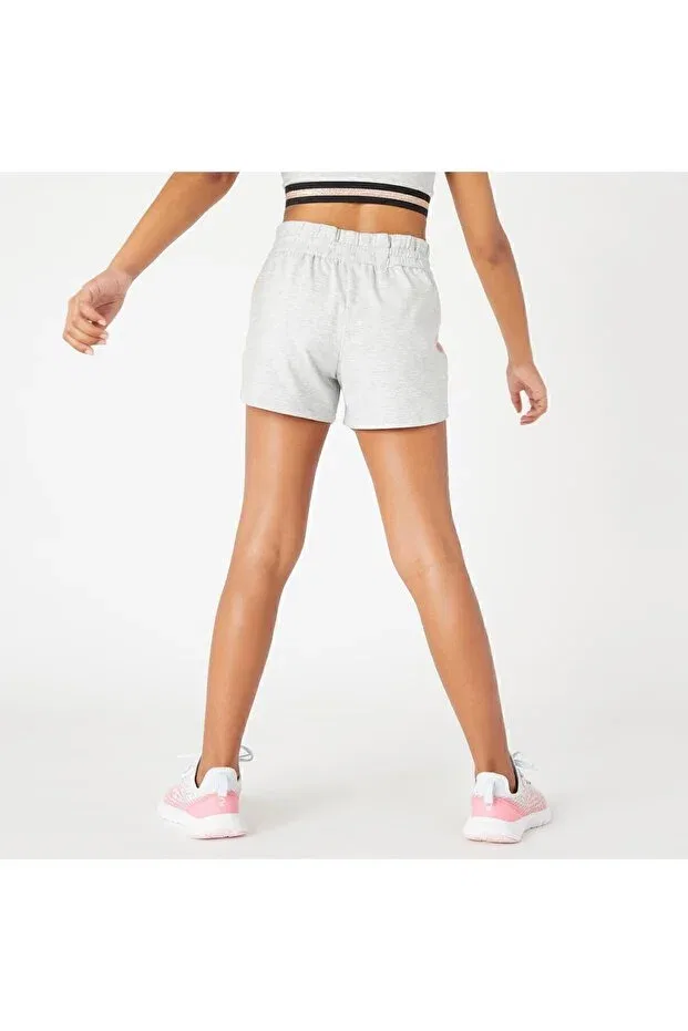 Детские спортивные шорты для девочек с карманами водоотталкивающие Decathlon, Gray/Pink — фото 2