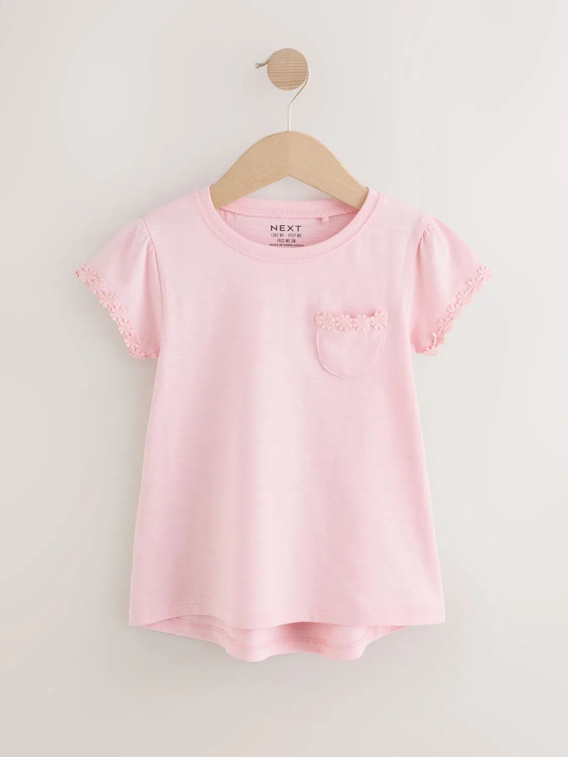 Футболка с карманом и декором ромашки, Pink Daisy Pocket Next, розовый — фото 4