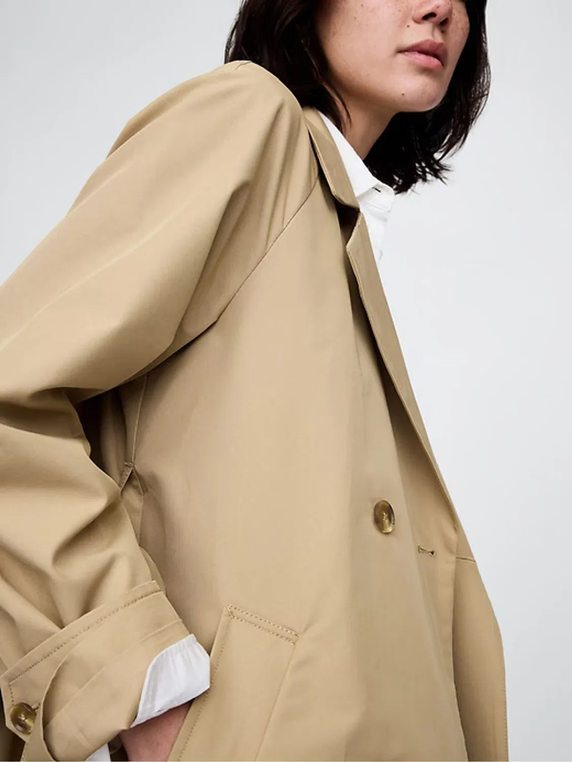 Плащ классический Gap Icon Trench Coat, бежевый — фото 4