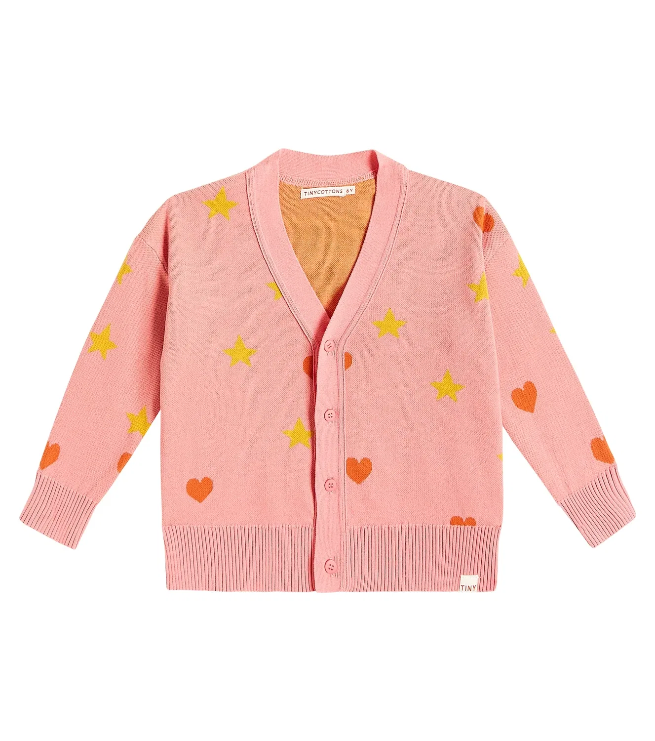 Кардиган хлопковый жаккардовый Tinycottons, розовый