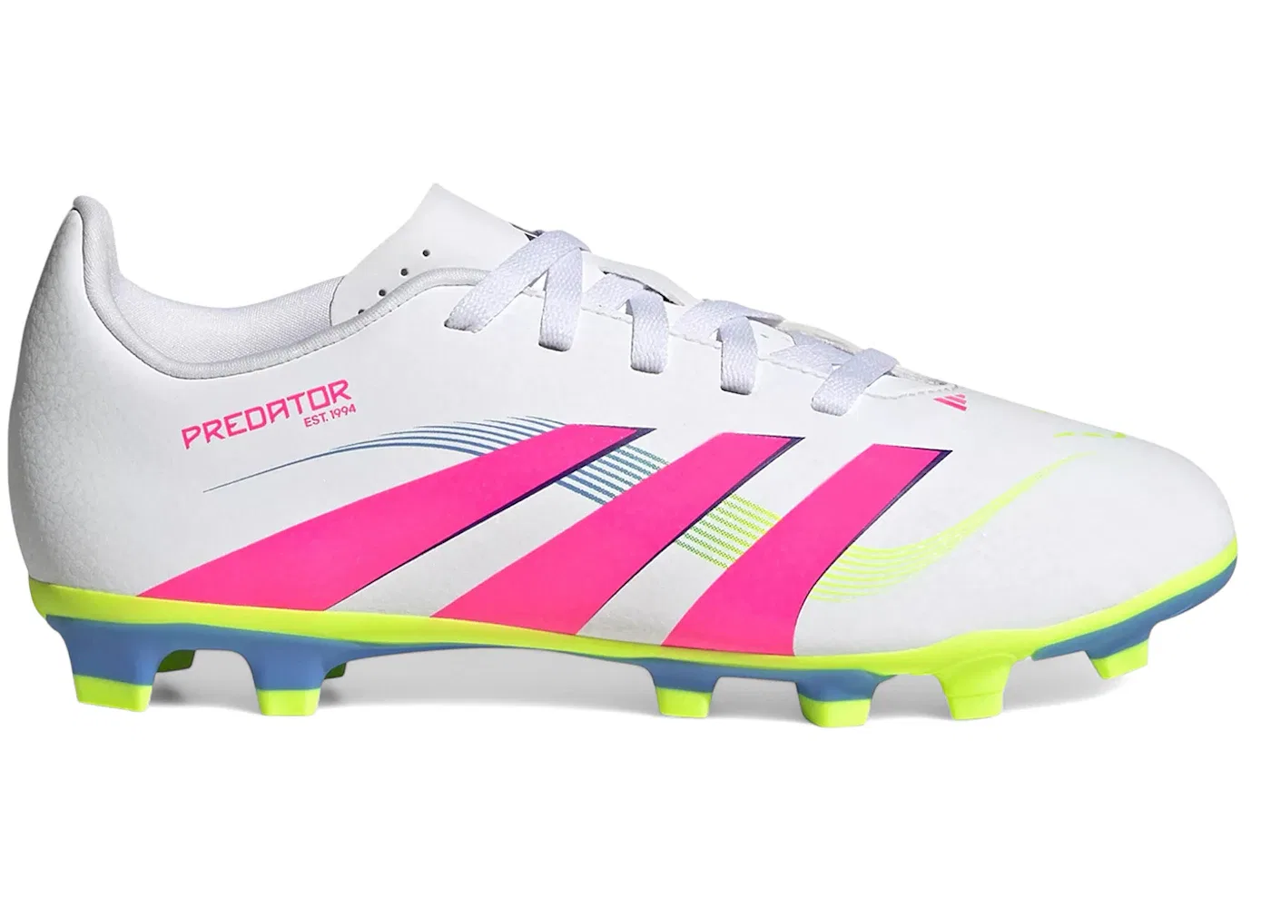Детские бутсы с длинным рукавом Adidas Predator Club FG/MG, Cloud White Lucid Pink Lucid Lemon