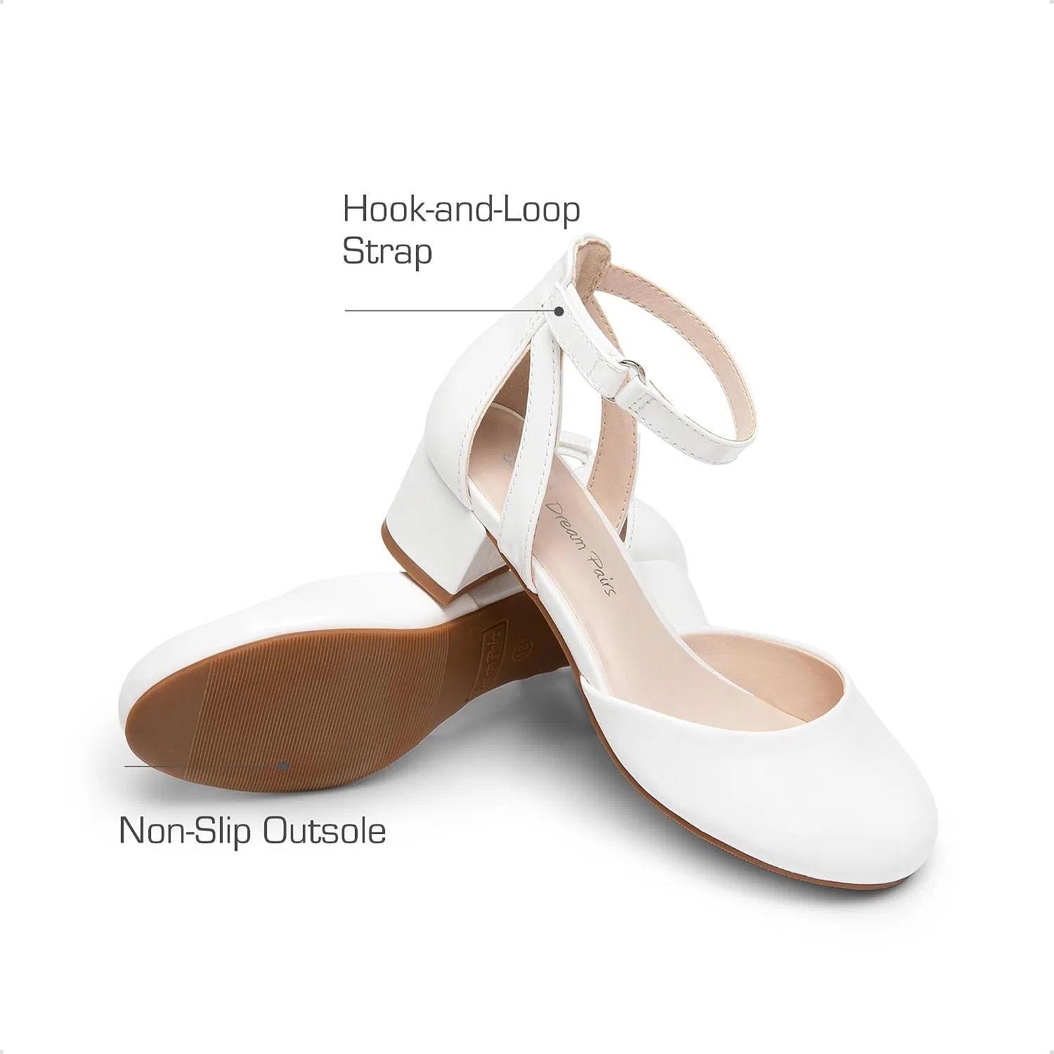 Детские туфли для девочек с цветочным принтом DREAM PAIRS, White — фото 4