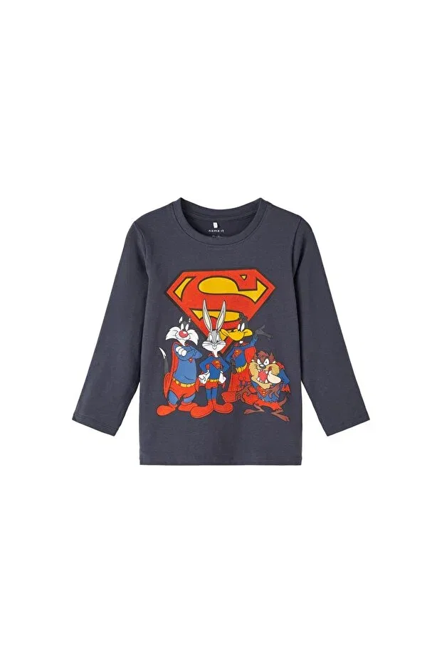 Детские свитшот для мальчиков с принтом Crew neck printed anthracite boy's sweatshirt13221181 Name It, Anthracite — фото 4