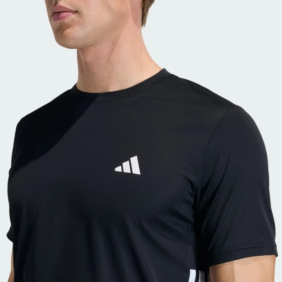 Футболка мужская с длинным рукавом Performance Workout Essentials Base 3-Stripes adidas, Бело-черный — фото 4