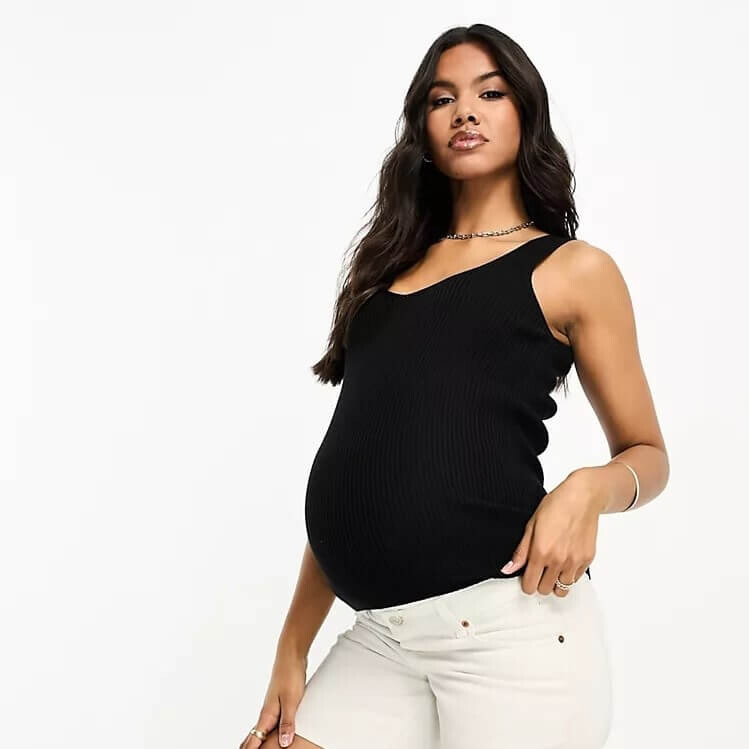 

Топ Asos Design Maternity Knitted V Neck, черный