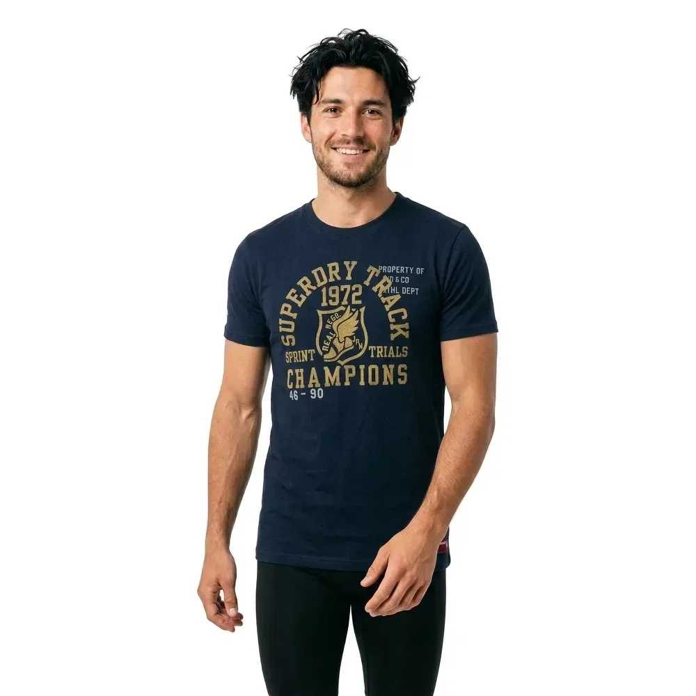 Футболка Superdry Vintage Prep Relaxed Fit с коротким рукавом, синий — фото 3