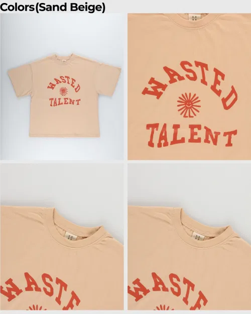 Детская футболка оверсайз с графическим принтом Junior TALENT KRNR, Sand Beige — фото 4