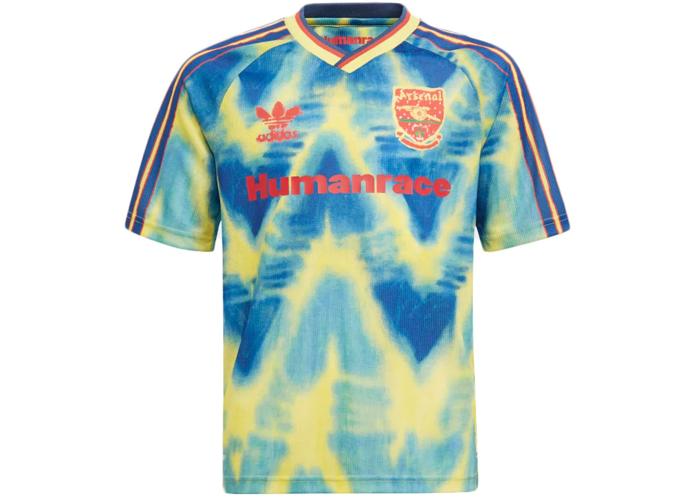 Детская футбольная джерси с длинным рукавом Adidas Arsenal Human Race Jersey, Eqt Yellow/Collegiate Navy