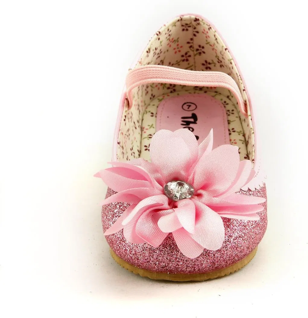 Детские туфли-балетки для девочек с блестками Beautiful Daisy Flower dollmaker, Pink — фото 2