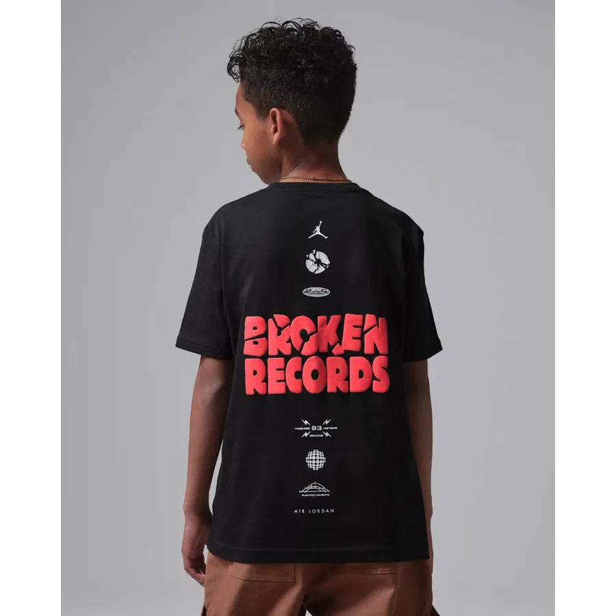 Детская футболка с принтом Jordan MJ Broken Records Nike, Черный — фото 2