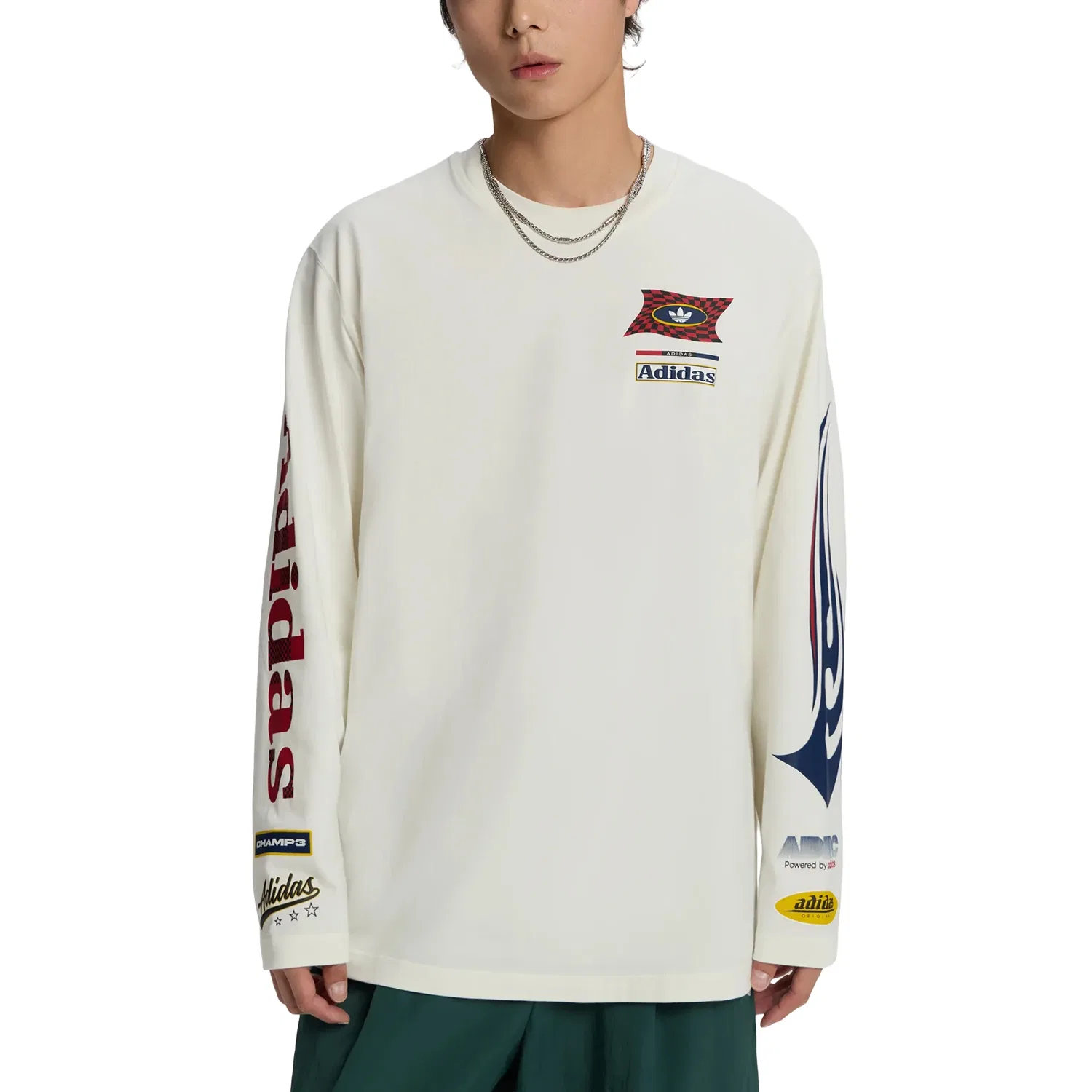 Мужская футболка RAC LS T-Shirt Asia Sizing 'Off White' adidas, Off White — фото 3